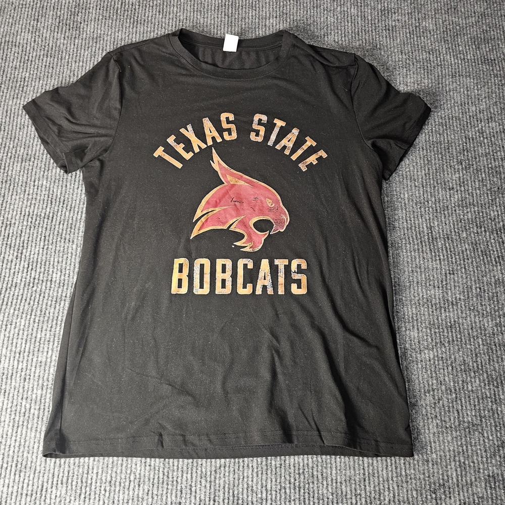 Texas State Bobcats Shirt Mens L XL Black NCAA College Graphic T-Shirt Crewneck